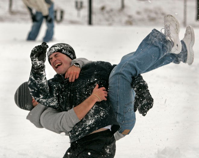 2005. Milwaukee School of Engineering XTreme club members wrestled in the snow, had a snowball fight, played snow football and grilled out at the MSOE athletic fields near State and Milwaukee Streets.