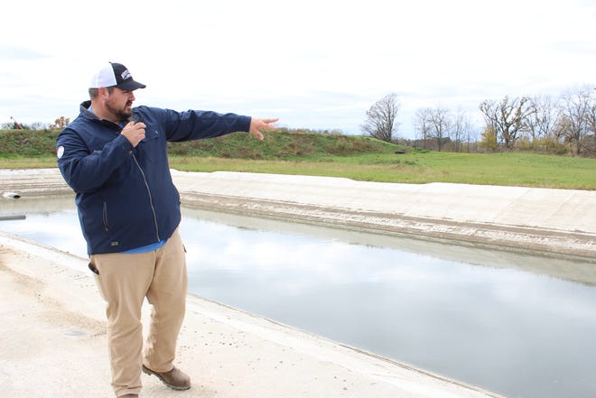 A 600,000 gallon concrete lagoon captures all the runoff from the feed pads at Second Look Holsteins.