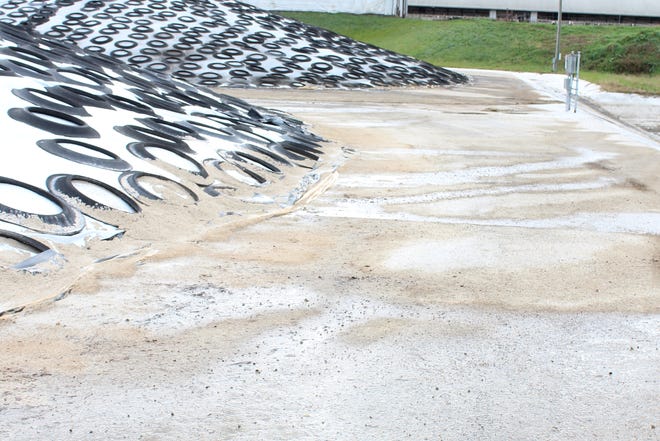 Leachate from a silage pile is captured in a storage facility at Second Look Holsteins.