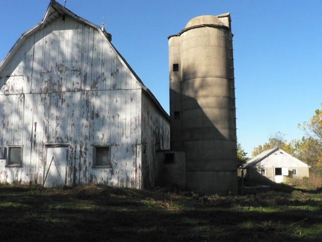 Although only  36  foot high the poured concrete silo made by McMahon of Sun Prairie was scary for the writer to climb.